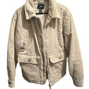H&M Men's Beige Corduroy Shirt Jacket